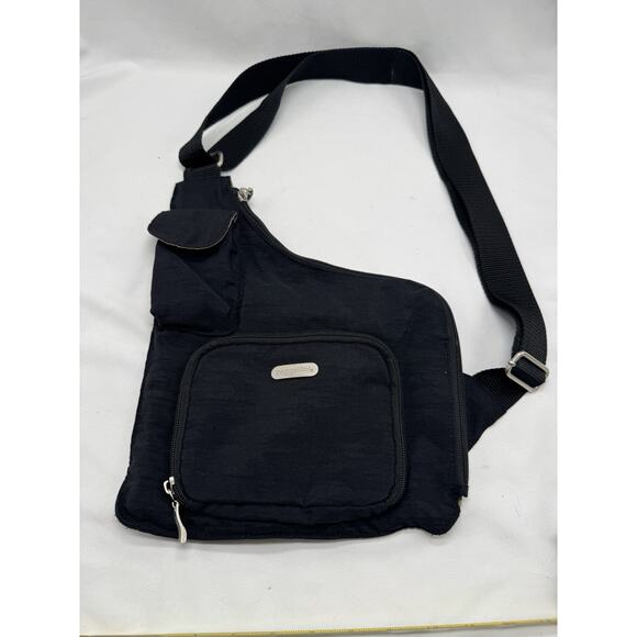 Baggallini Black Nylon Cross-Body Shoulder Bag Handbag Purse Lightweight - Picture 1 of 8